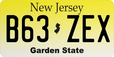 NJ license plate B63ZEX