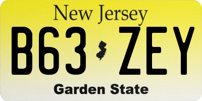 NJ license plate B63ZEY