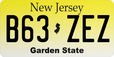NJ license plate B63ZEZ