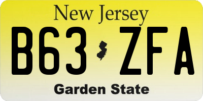 NJ license plate B63ZFA