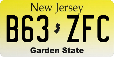 NJ license plate B63ZFC