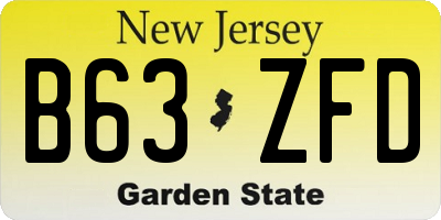 NJ license plate B63ZFD
