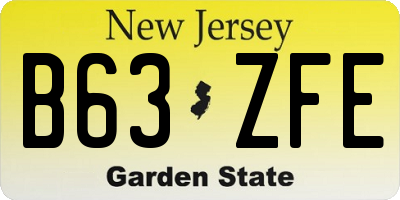 NJ license plate B63ZFE