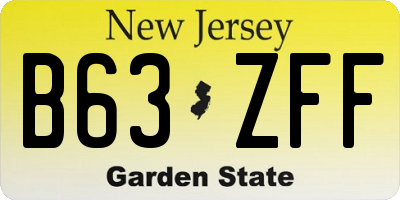 NJ license plate B63ZFF