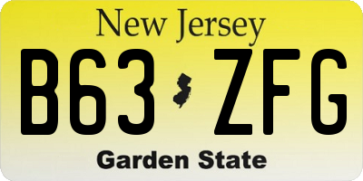 NJ license plate B63ZFG