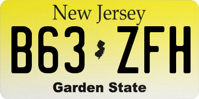 NJ license plate B63ZFH