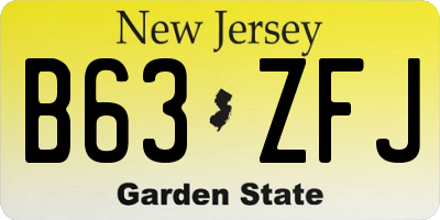 NJ license plate B63ZFJ