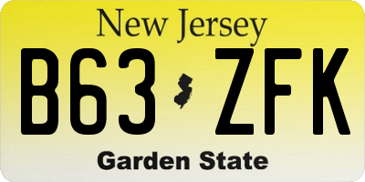 NJ license plate B63ZFK