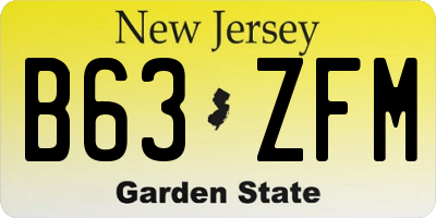 NJ license plate B63ZFM