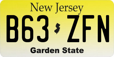 NJ license plate B63ZFN