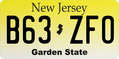 NJ license plate B63ZFO