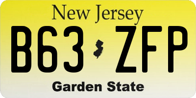NJ license plate B63ZFP
