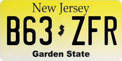 NJ license plate B63ZFR