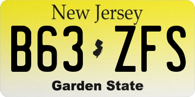 NJ license plate B63ZFS