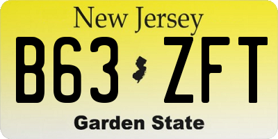 NJ license plate B63ZFT