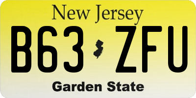 NJ license plate B63ZFU