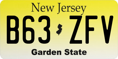 NJ license plate B63ZFV