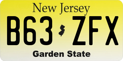NJ license plate B63ZFX