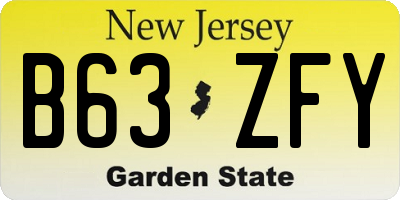 NJ license plate B63ZFY