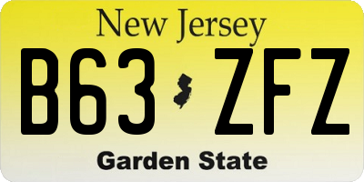NJ license plate B63ZFZ