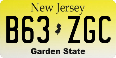 NJ license plate B63ZGC