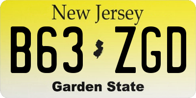 NJ license plate B63ZGD