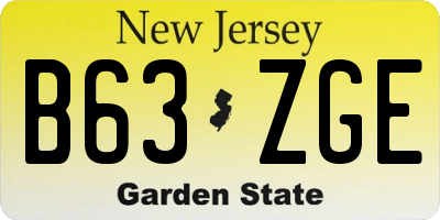 NJ license plate B63ZGE