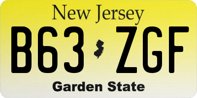 NJ license plate B63ZGF