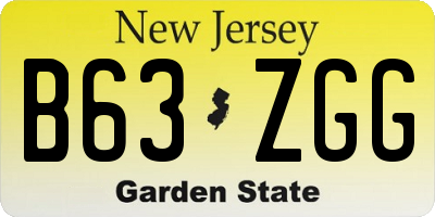 NJ license plate B63ZGG