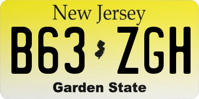 NJ license plate B63ZGH