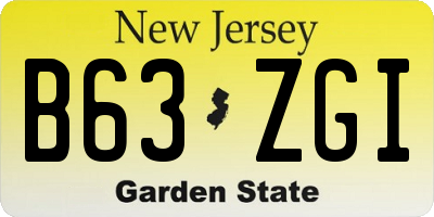 NJ license plate B63ZGI