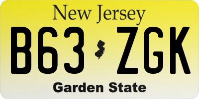NJ license plate B63ZGK