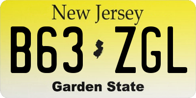 NJ license plate B63ZGL