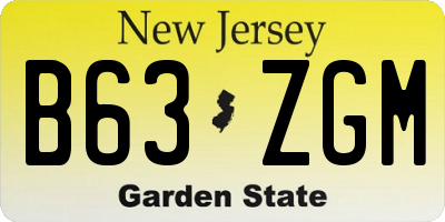 NJ license plate B63ZGM