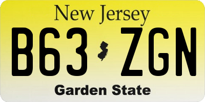 NJ license plate B63ZGN