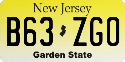 NJ license plate B63ZGO