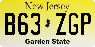 NJ license plate B63ZGP