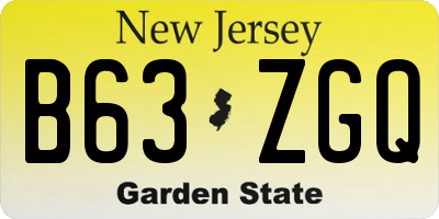 NJ license plate B63ZGQ