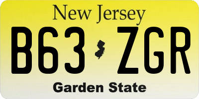 NJ license plate B63ZGR