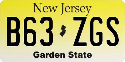 NJ license plate B63ZGS