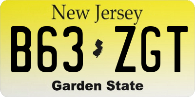 NJ license plate B63ZGT
