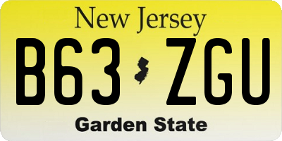 NJ license plate B63ZGU