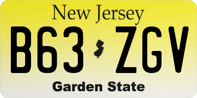 NJ license plate B63ZGV