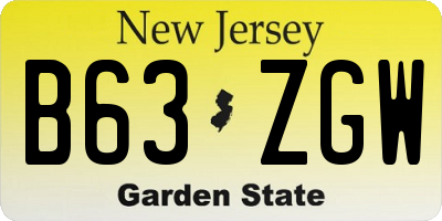 NJ license plate B63ZGW