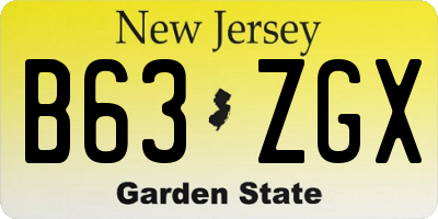 NJ license plate B63ZGX