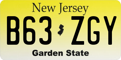 NJ license plate B63ZGY