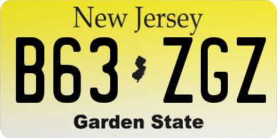 NJ license plate B63ZGZ