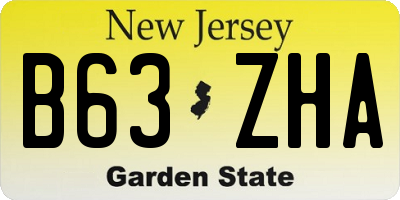 NJ license plate B63ZHA