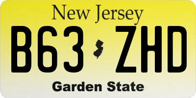 NJ license plate B63ZHD