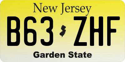 NJ license plate B63ZHF